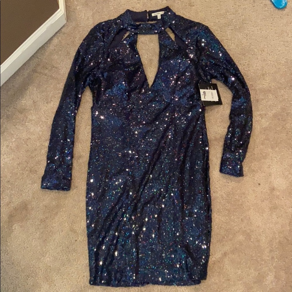 Blue Sequin Party Dress